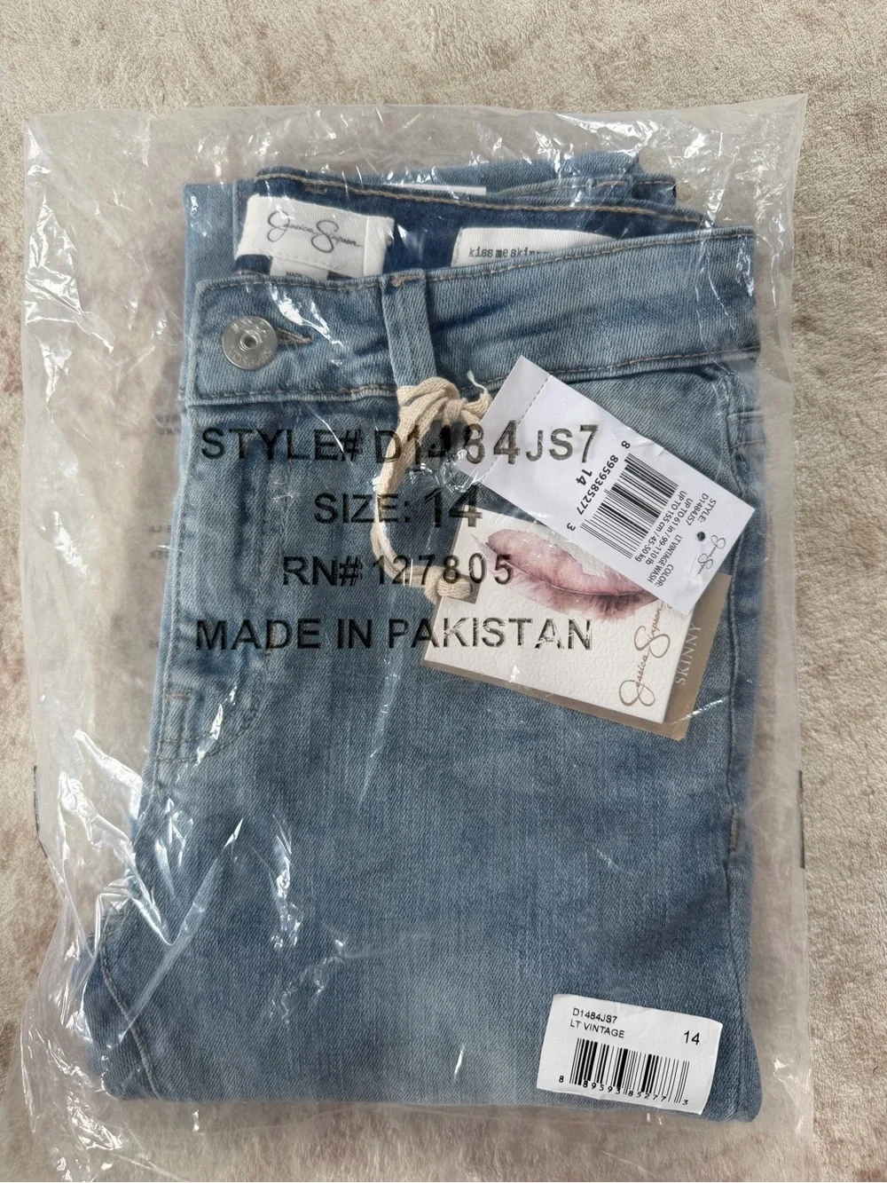 Jessica Simpson Light Blue Kiss Me Skinny Roll Cuff Jeans